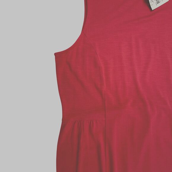 NEW J JILL Sleeveless Knit Maxi Tank Dress Large Pomegranate Pink Minimalist - Picture 5 of 13